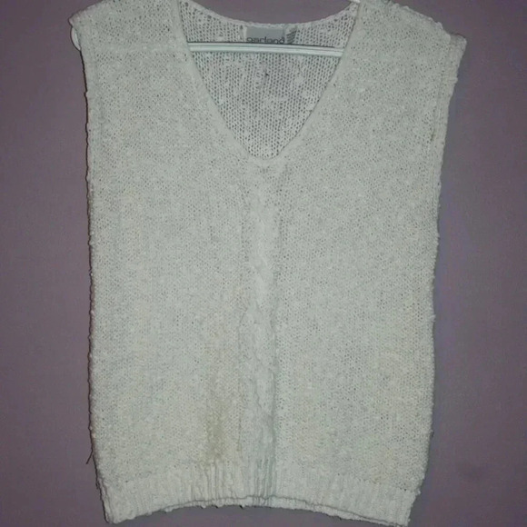 Vintage Garland White Sleeveless Sweater Small, Cable Knit Vest, Shirt - Picture 11 of 12